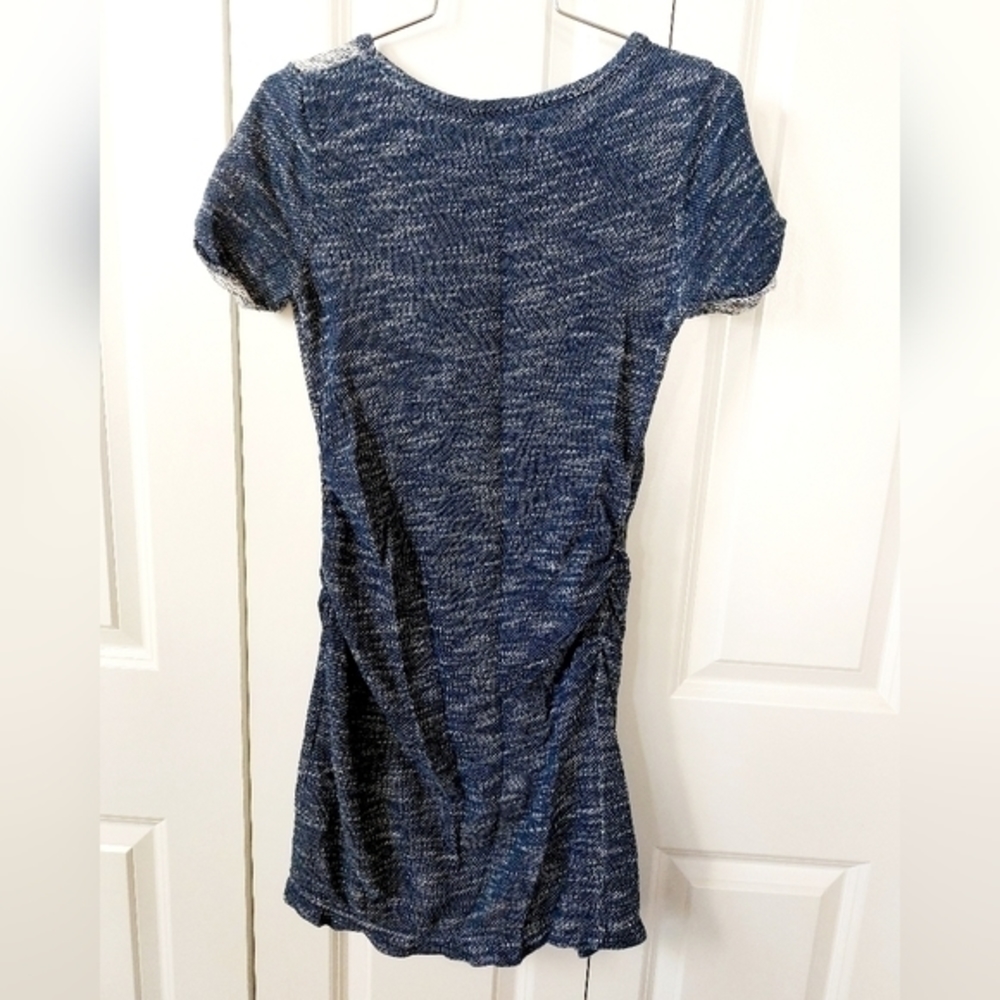 Marled Cotton Fitted Sweater Ruched Dress Denim Color Liz Lange Maternity XS - Picture 2 of 5